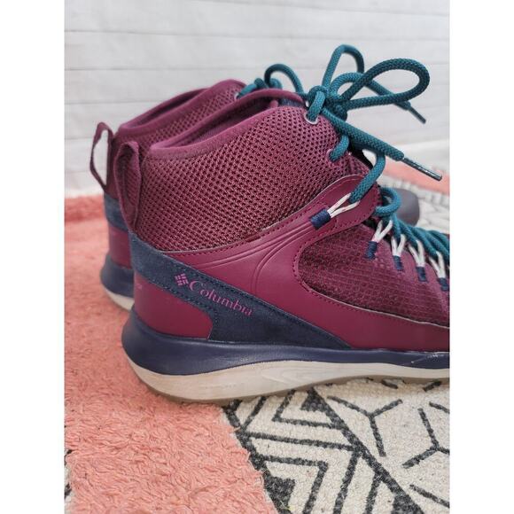 Columbia Trailstorm Mid Waterproof Maroon/Teal Hiking Boots, sz 10.5 - Picture 8 of 15
